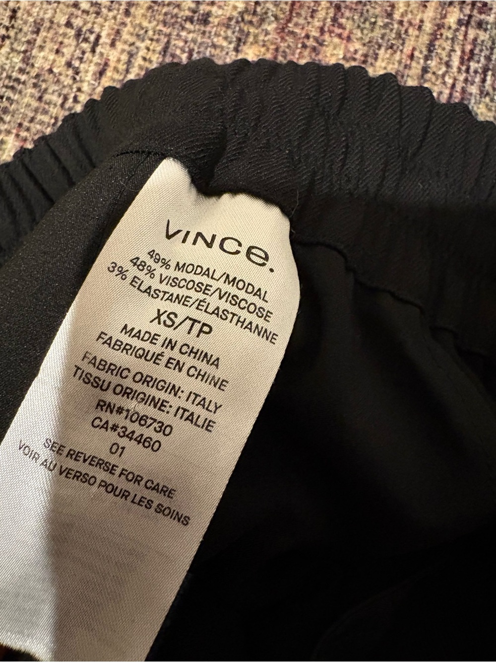 Vince Black Elastic-Waist Pants